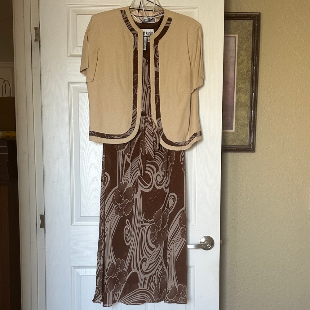 Sheri Martin Tan and Brown Skirt Set